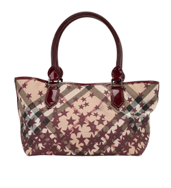 Supernova Stars Tote, Canvas/Patent, Beige, MIC, 1*